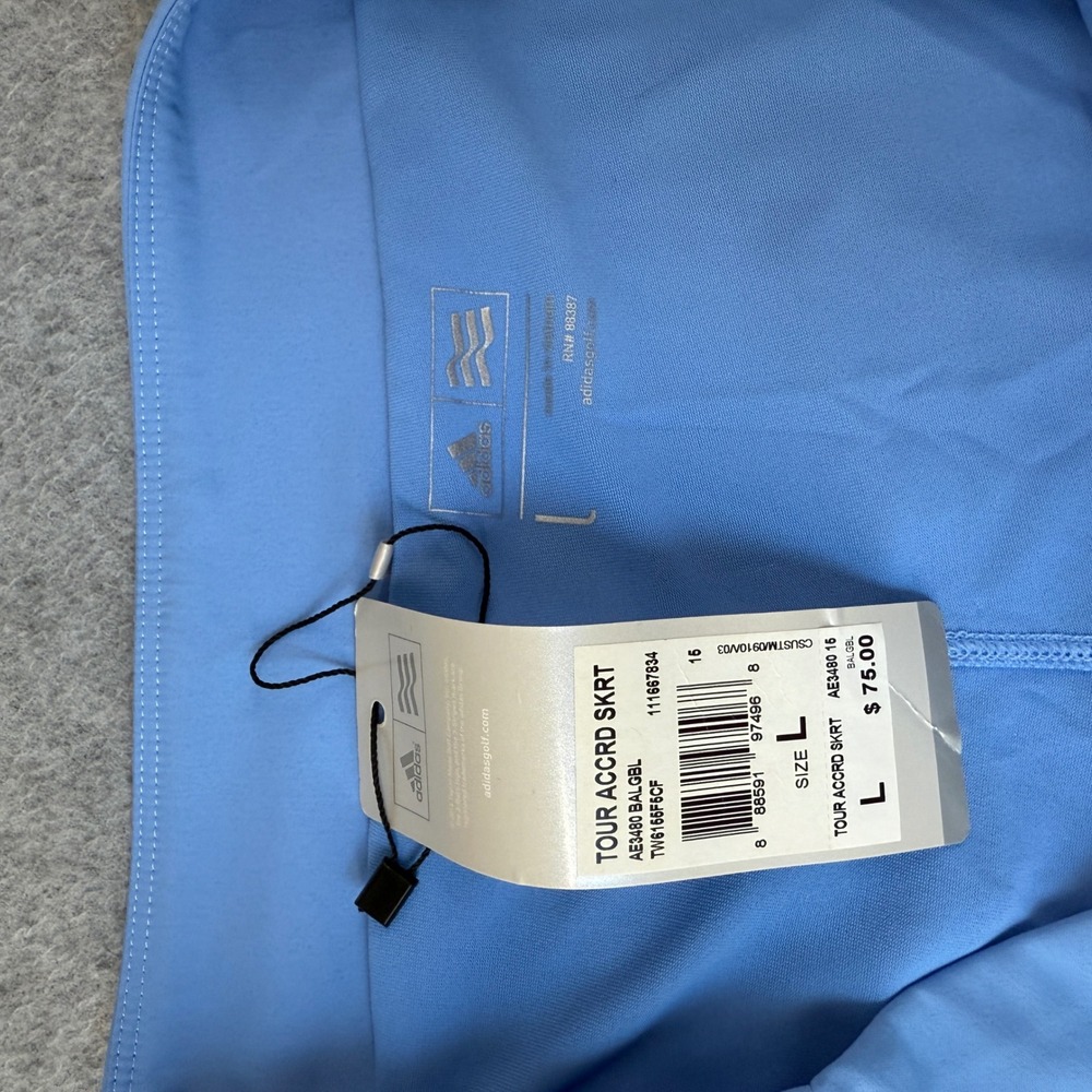 Adidas Golf Skort Athletic Skirt Pockets Light Sky Blue Womens Size Large NWT - Picture 8 of 15